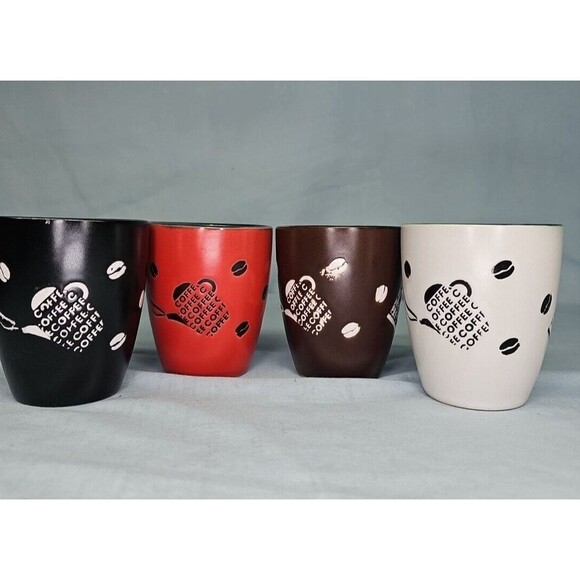 Espresso Coffee Cup Set of 4 Red Brown White Black NEW - Picture 12 of 16